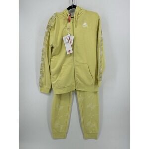 NEW Kappa Sweat Suit Women's M Yellow Regular Fit Datos Hoodie Seat Pants